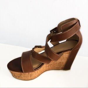 Marco Fisher brown strappy platform wedges